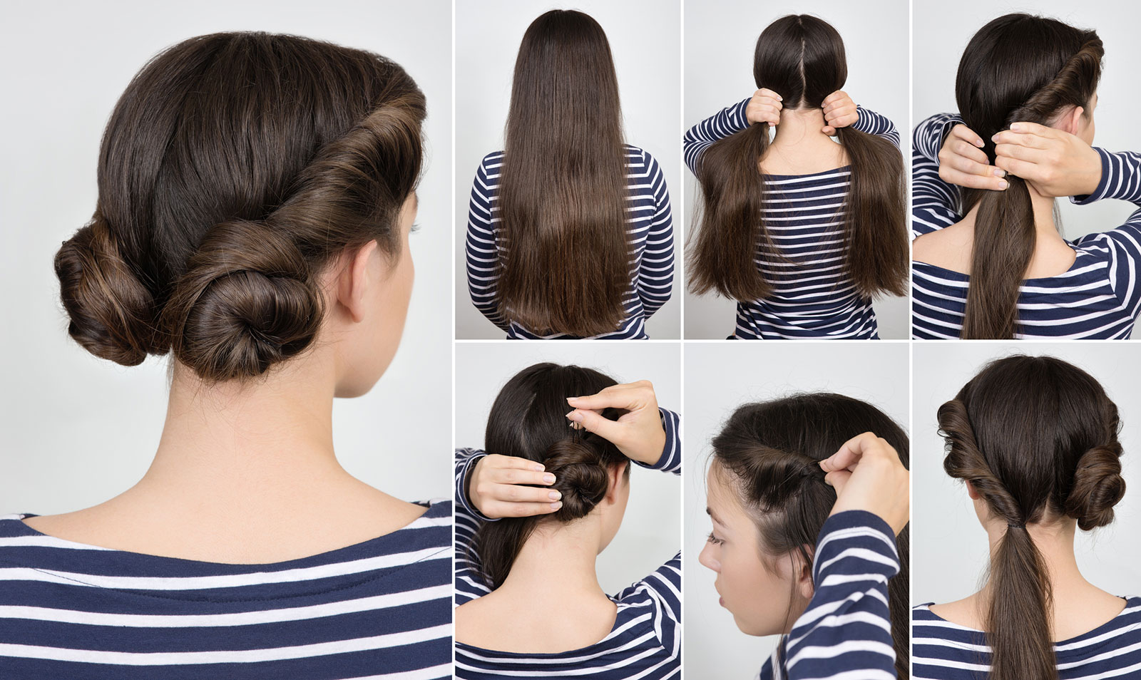 Twisted double buns easy hair updo