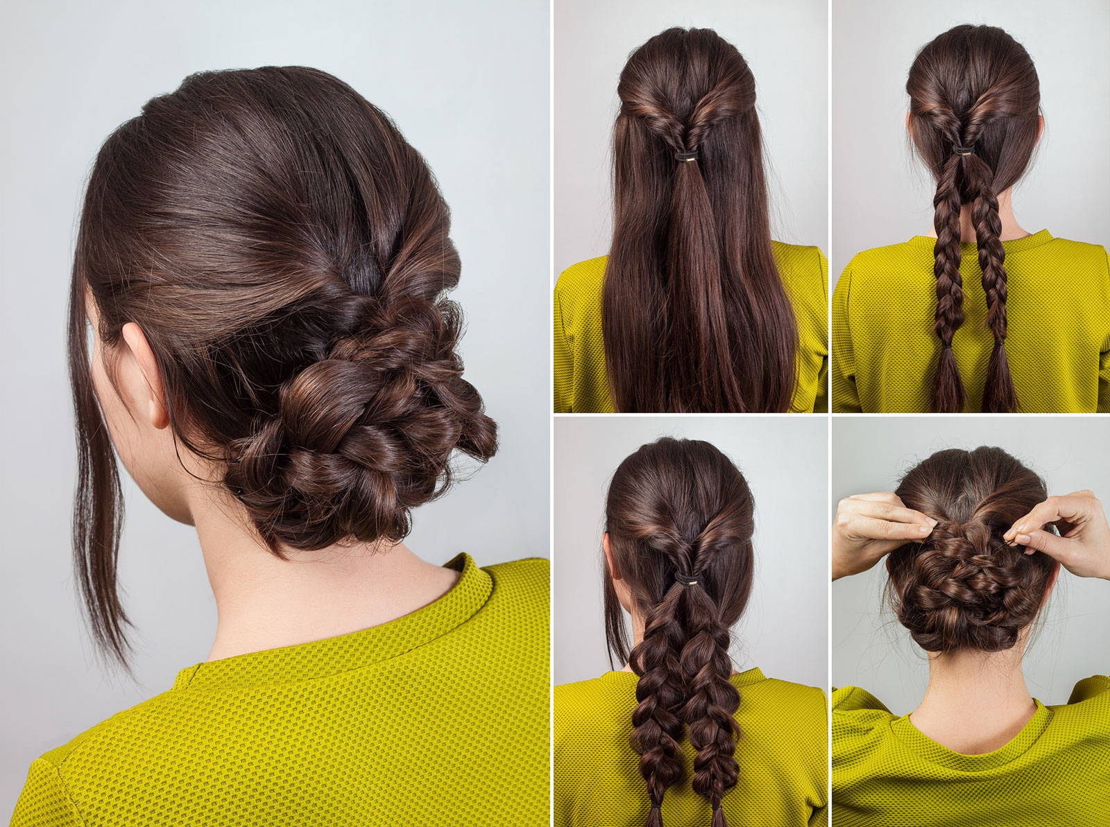 Loose plaited easy updo for long hair